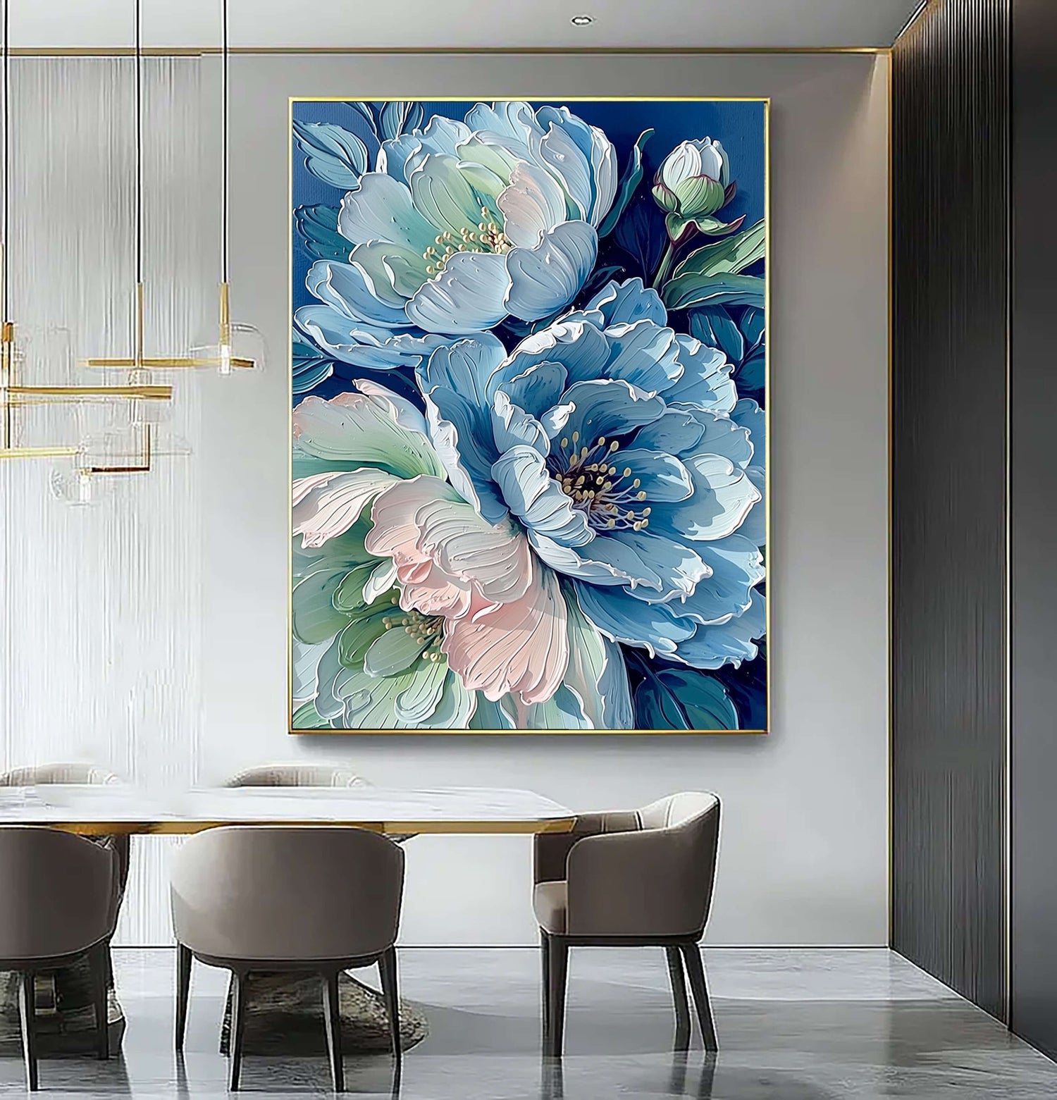 Contemporary Luxe Art | Sapphire Gold Flow Gold Accent Luxury Wall Art