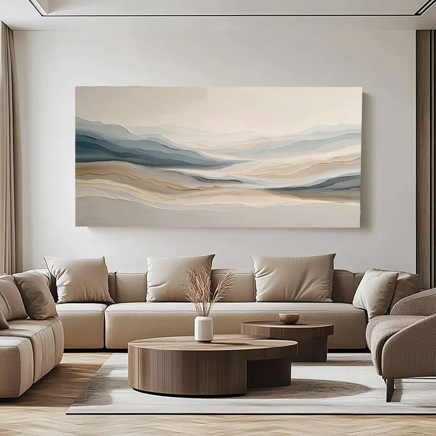 3D-Textured Art | Soft Layered Peaks Relief Texture Wall Decor