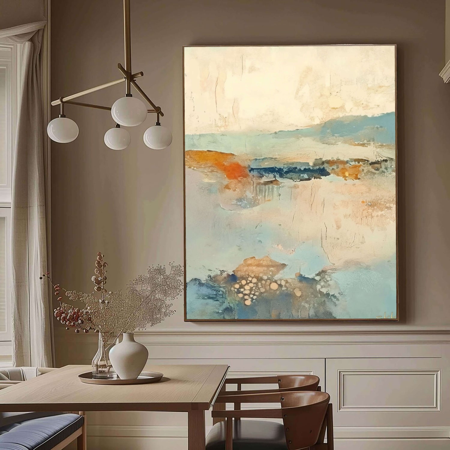 Abstract Art | Muted Horizon Wash Abstract Canvas Wall Decor