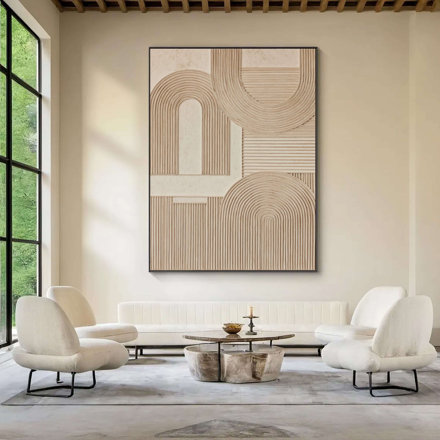 3D-Textured Art | Geometric Arch Relief Textured Canvas Wall Art
