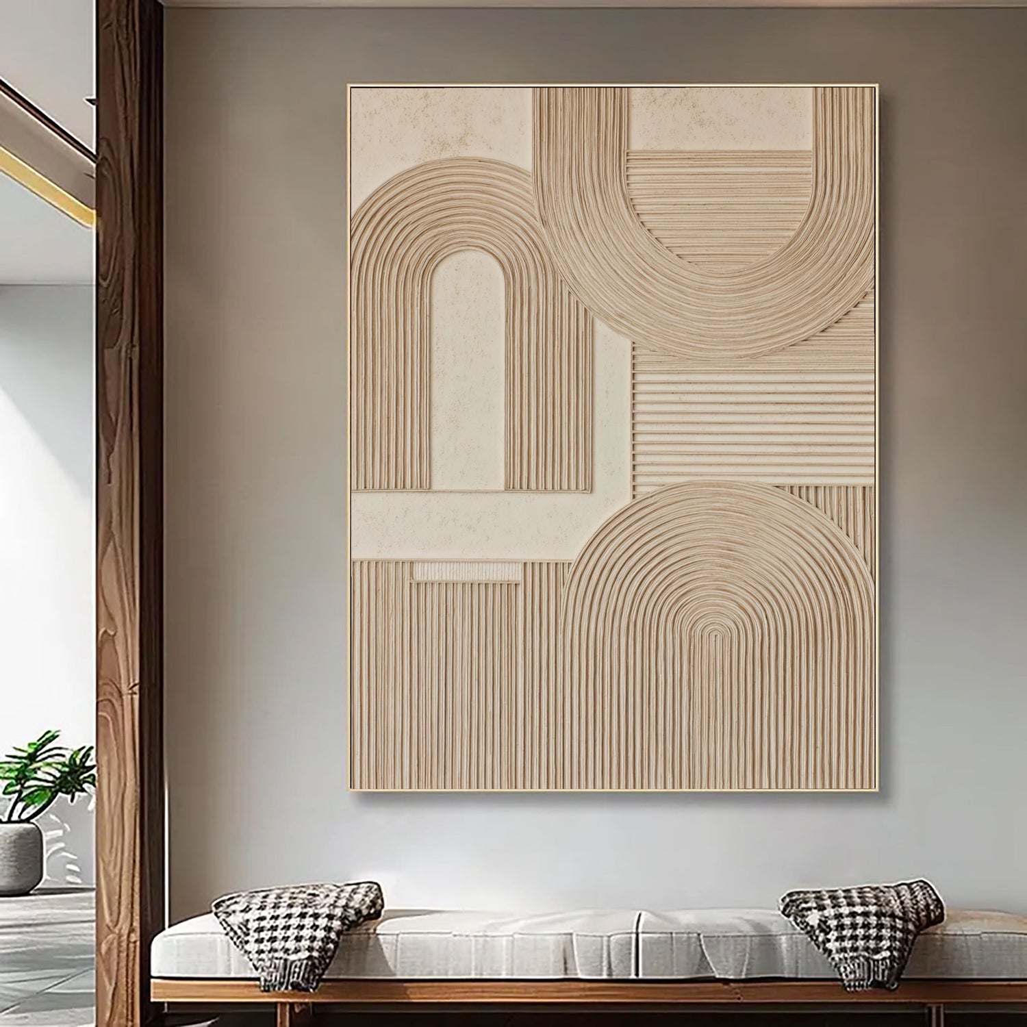 3D-Textured Art | Geometric Arch Relief Textured Canvas Wall Art
