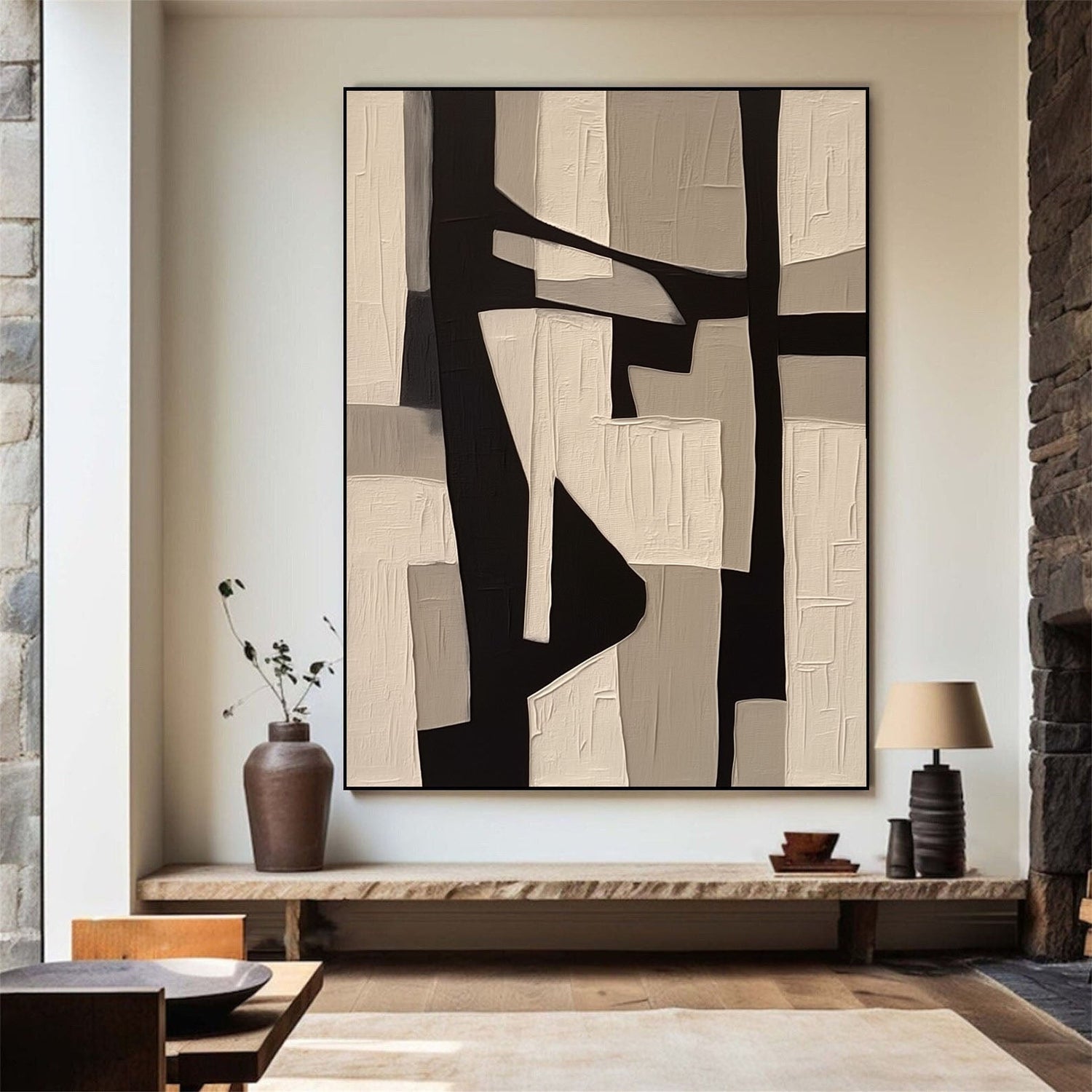 Abstract Art | Neutral Block Flow Modern Abstract Wall Decor