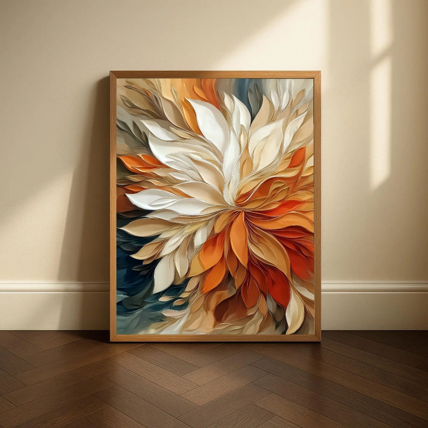 3D-Textured Art | Warm Petal Relief Botanical Textured Wall Art