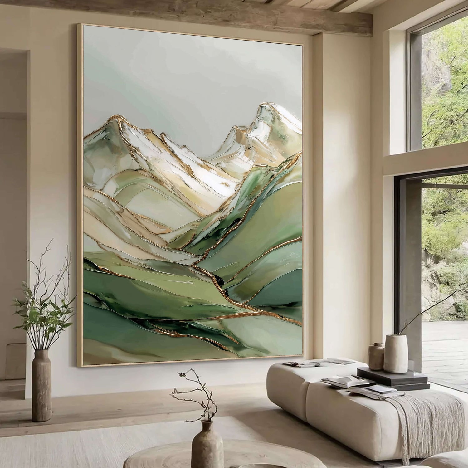 Abstract Art | Gilded Mountain Drift Abstract Canvas Wall Decor