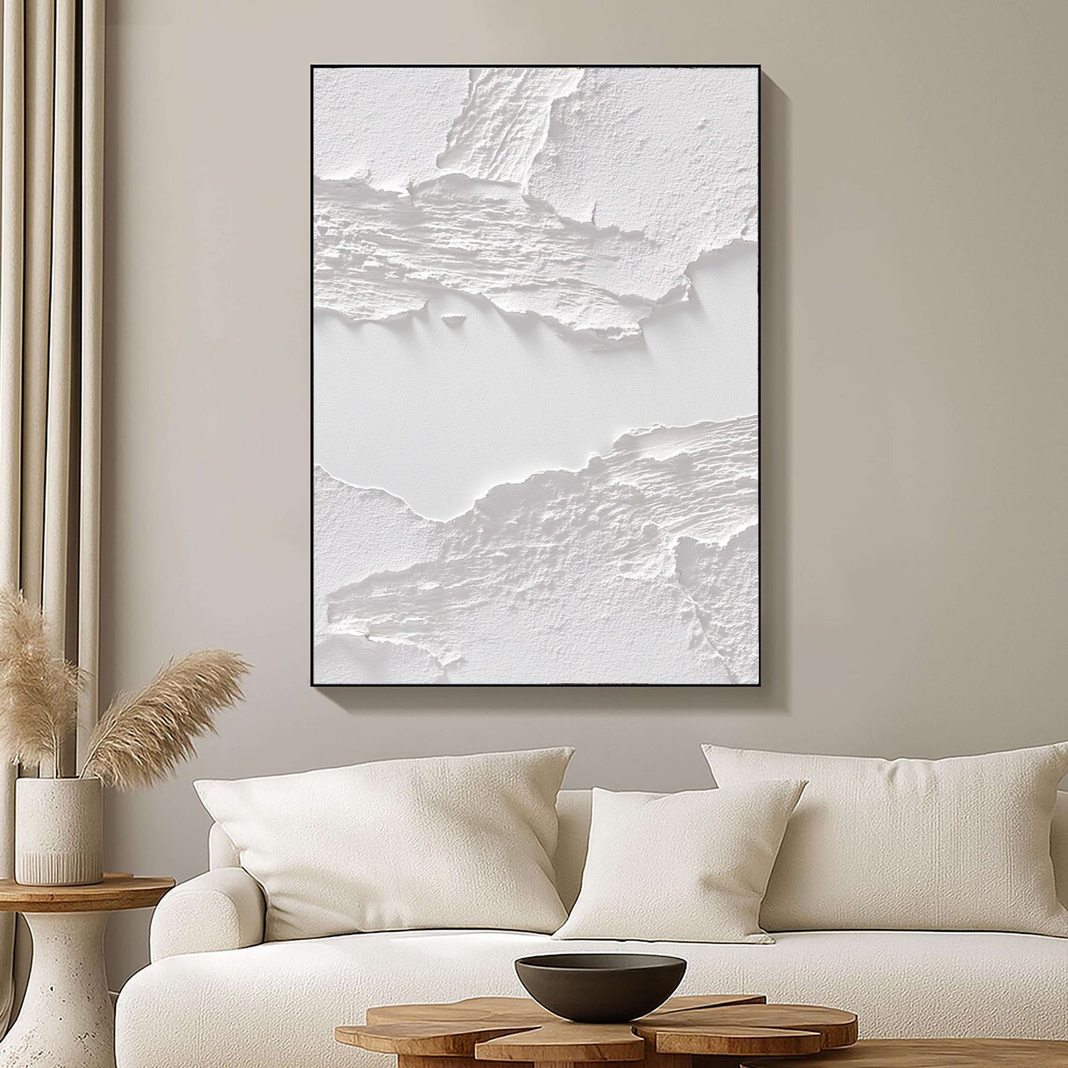 3D-Textured Art | White Layered Peel Neutral Textured Canvas Wall Art