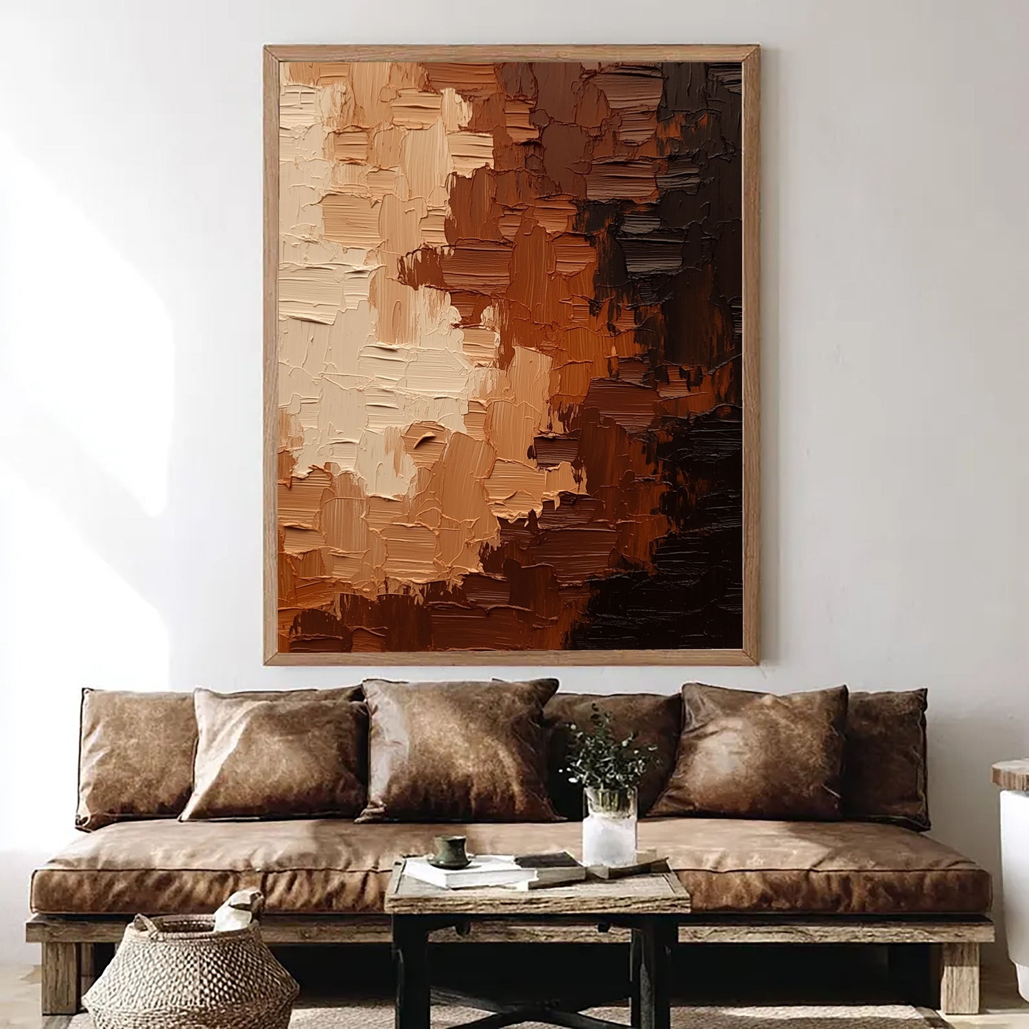 3D-Textured Art | Earthy Tone Shift Dimensional Living Room Wall Art