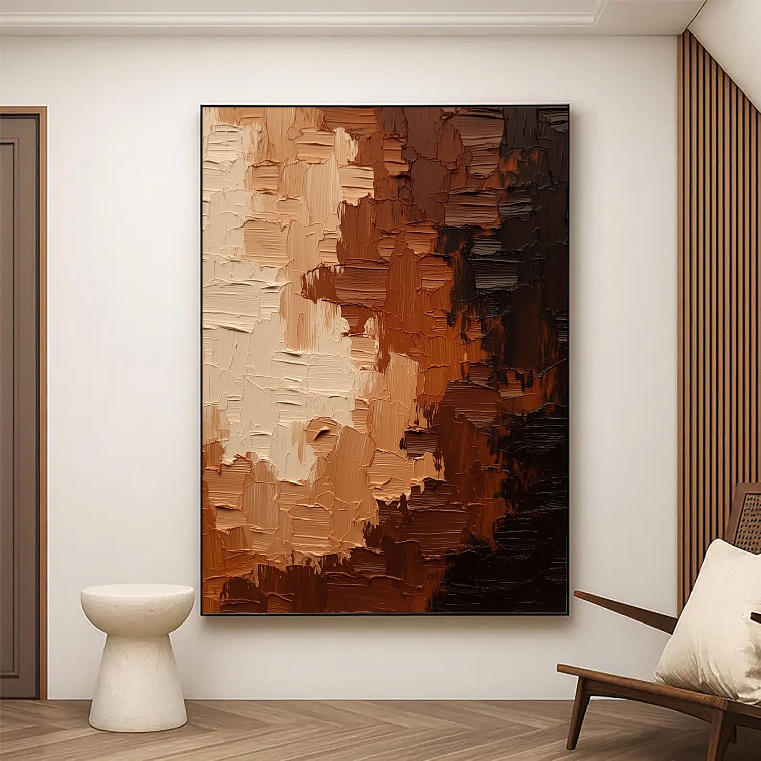 3D-Textured Art | Earthy Tone Shift Dimensional Living Room Wall Art
