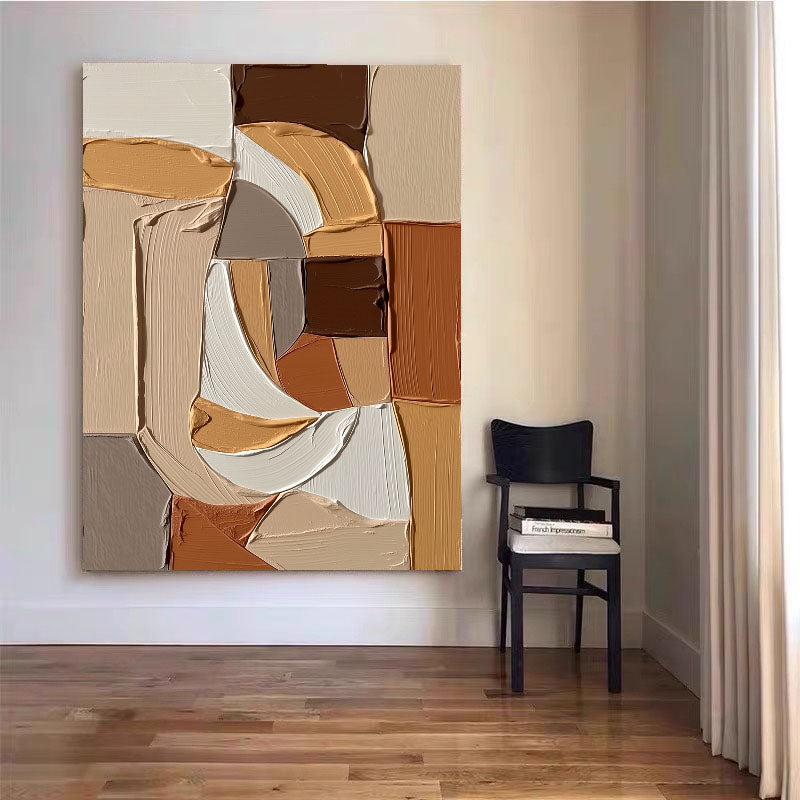 3D-Textured Art | Earthy Curved Forms Dimensional Living Room Wall Art