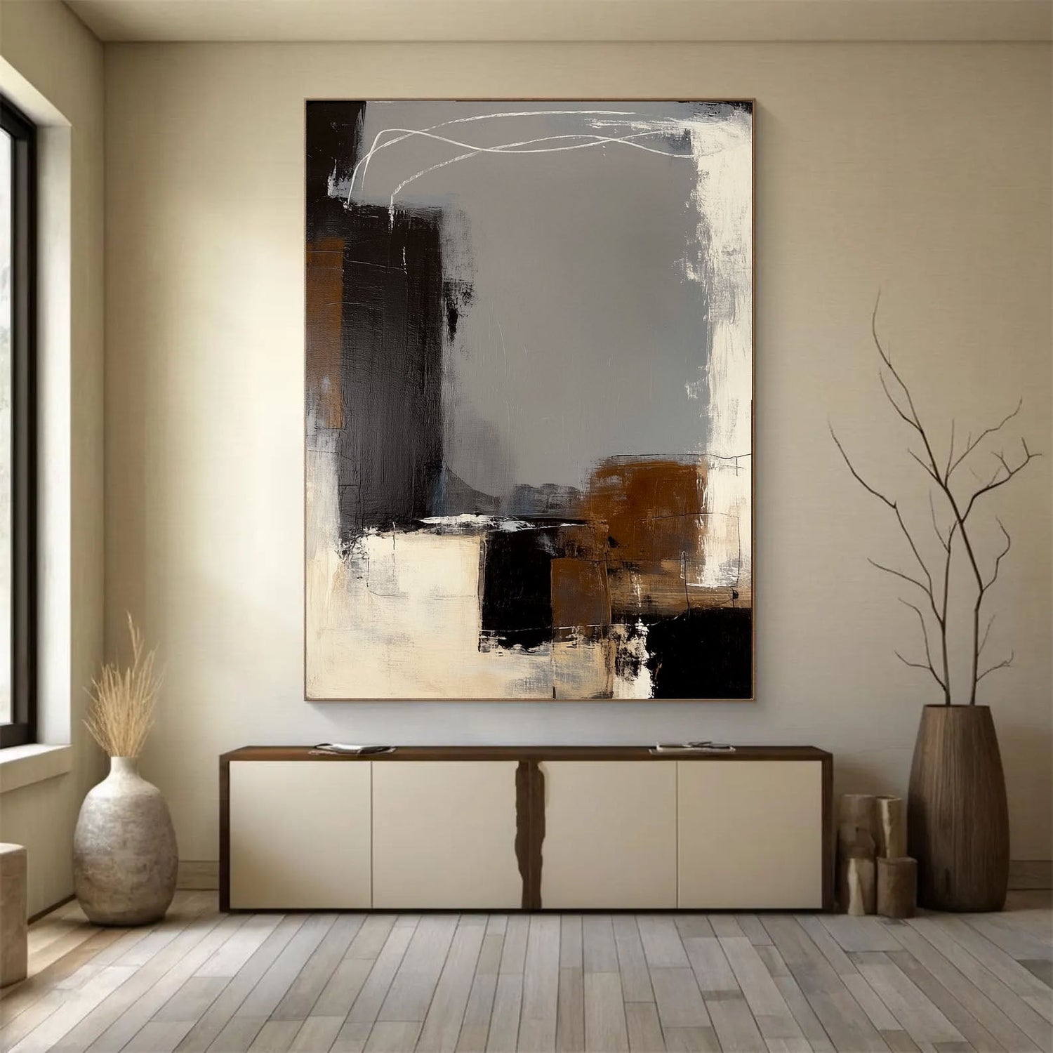 Abstract Art | Neutral Line Balance Modern Abstract Wall Decor