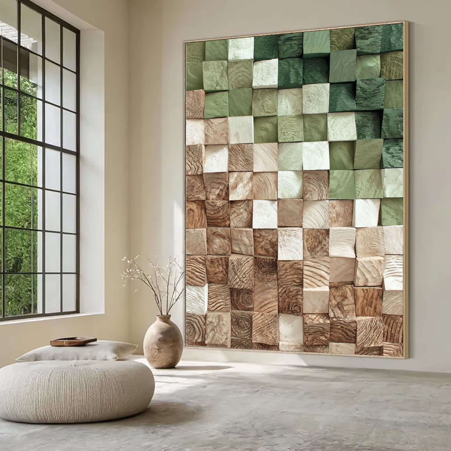 3D-Textured Art | Timber Gradient Blocks Dimensional Living Room Wall Art