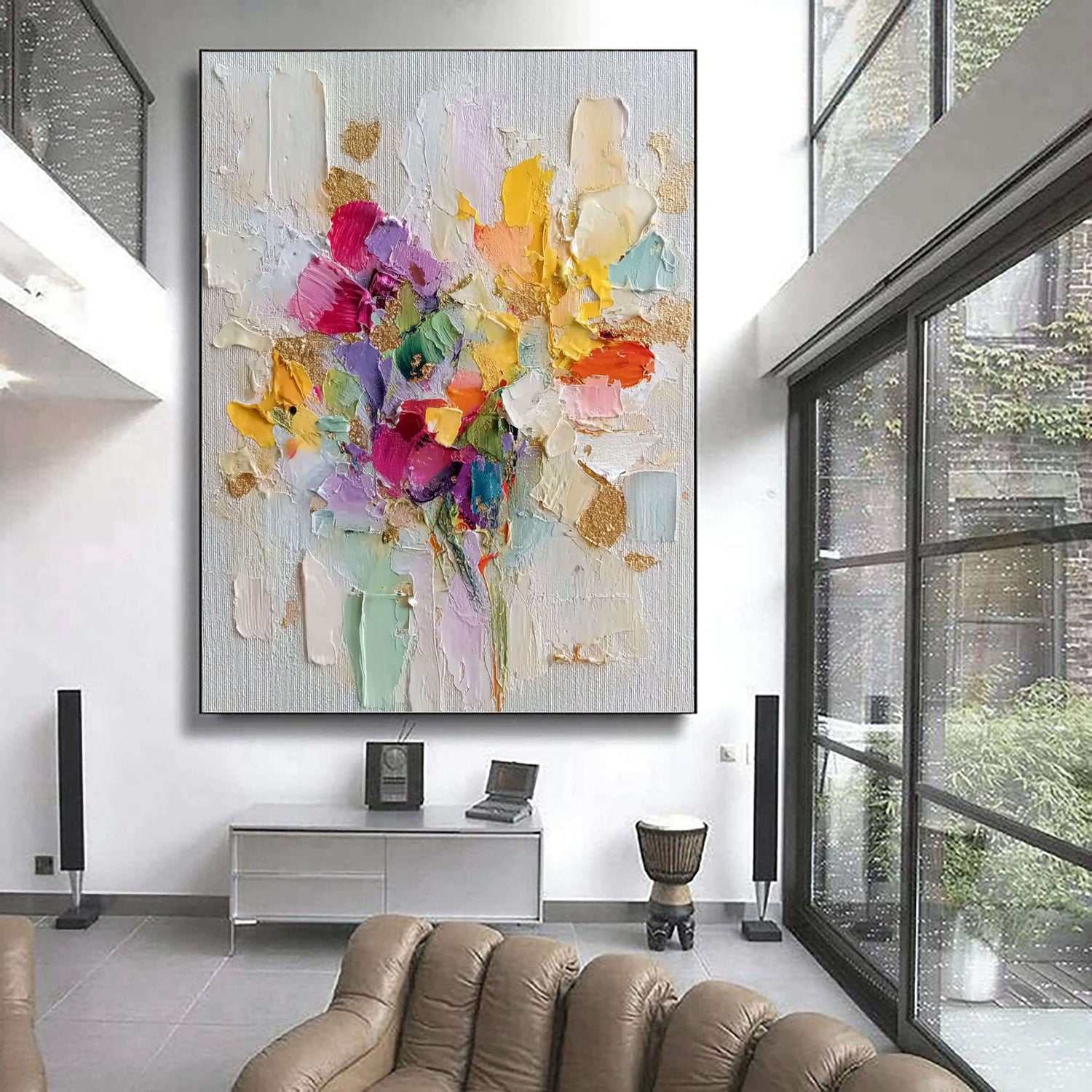 3D-Textured Art | Vibrant Petal Impasto Botanical Textured Wall Art