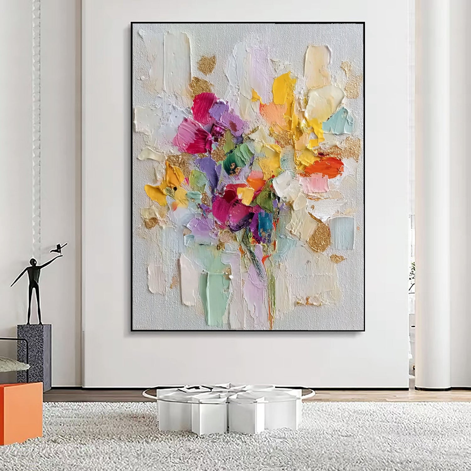 3D-Textured Art | Vibrant Petal Impasto Botanical Textured Wall Art