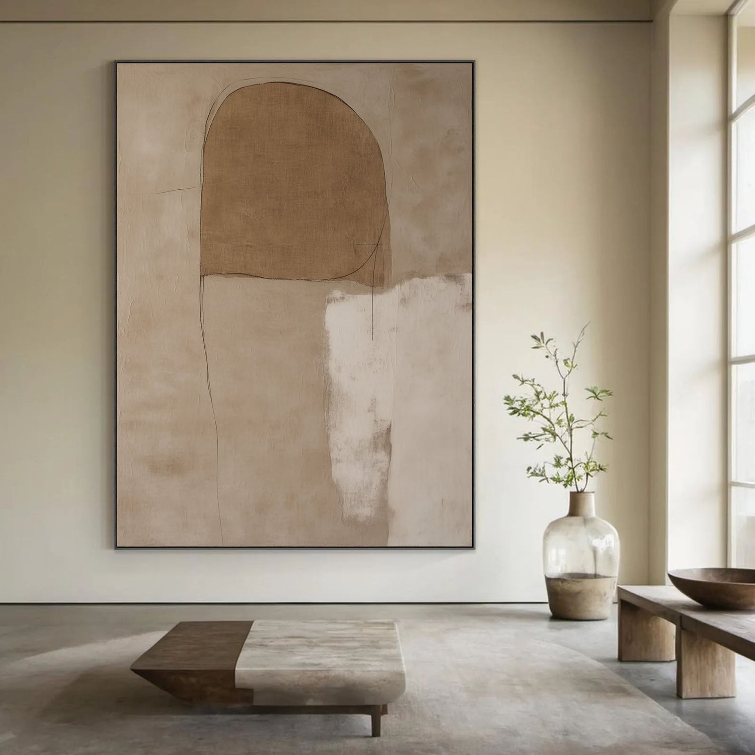 Wabi-Sabi Art | Arched Earth Form Neutral Earth Tone Wall Art