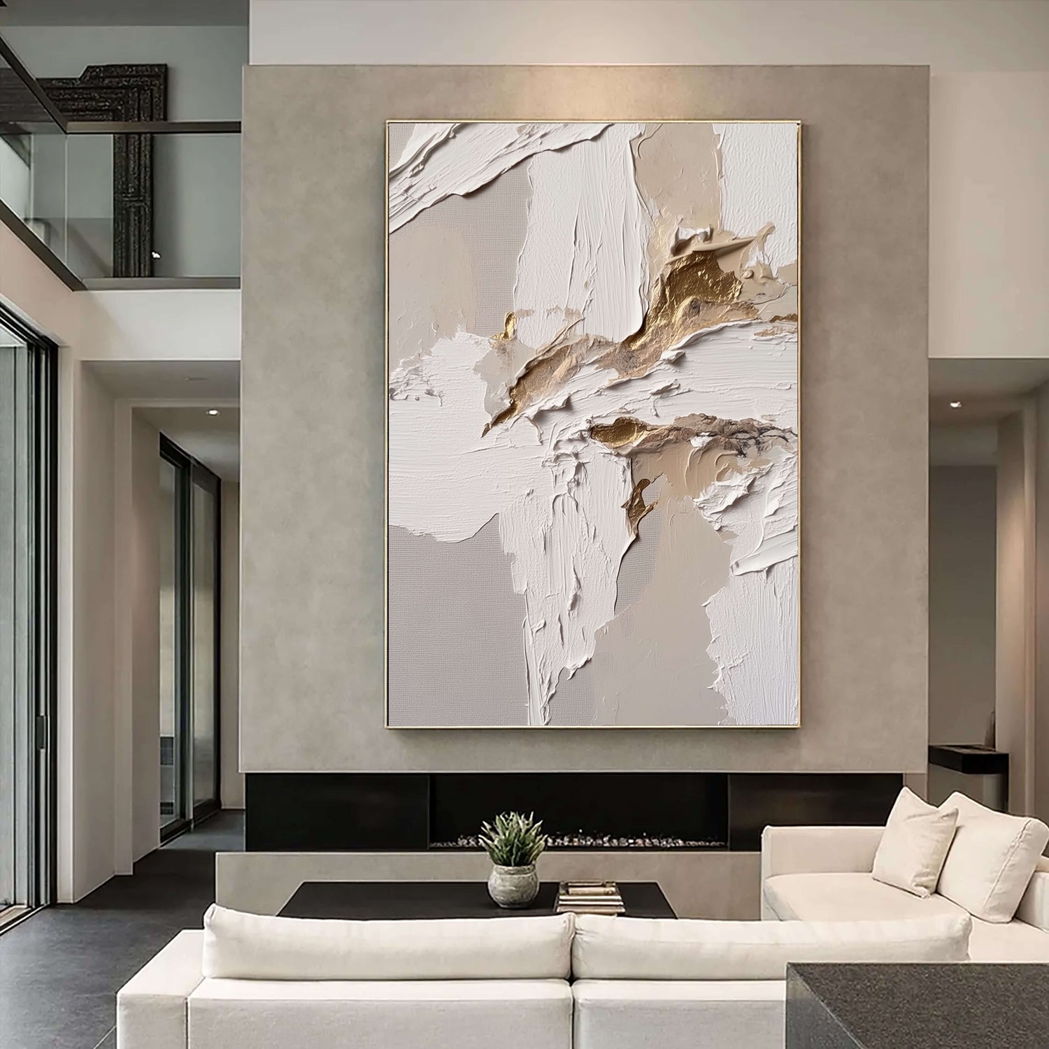 3D-Textured Art | Neutral Gold Vein Neutral Textured Canvas Wall Art