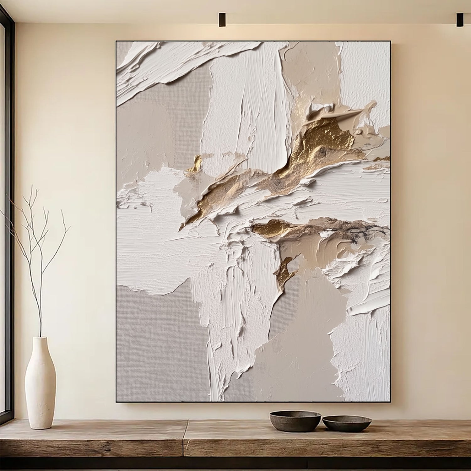 3D-Textured Art | Neutral Gold Vein Neutral Textured Canvas Wall Art
