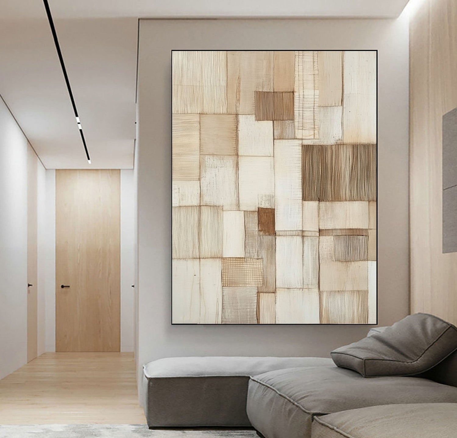 3D-Textured Art | Neutral Weave Mosaic Neutral Textured Canvas Wall Art