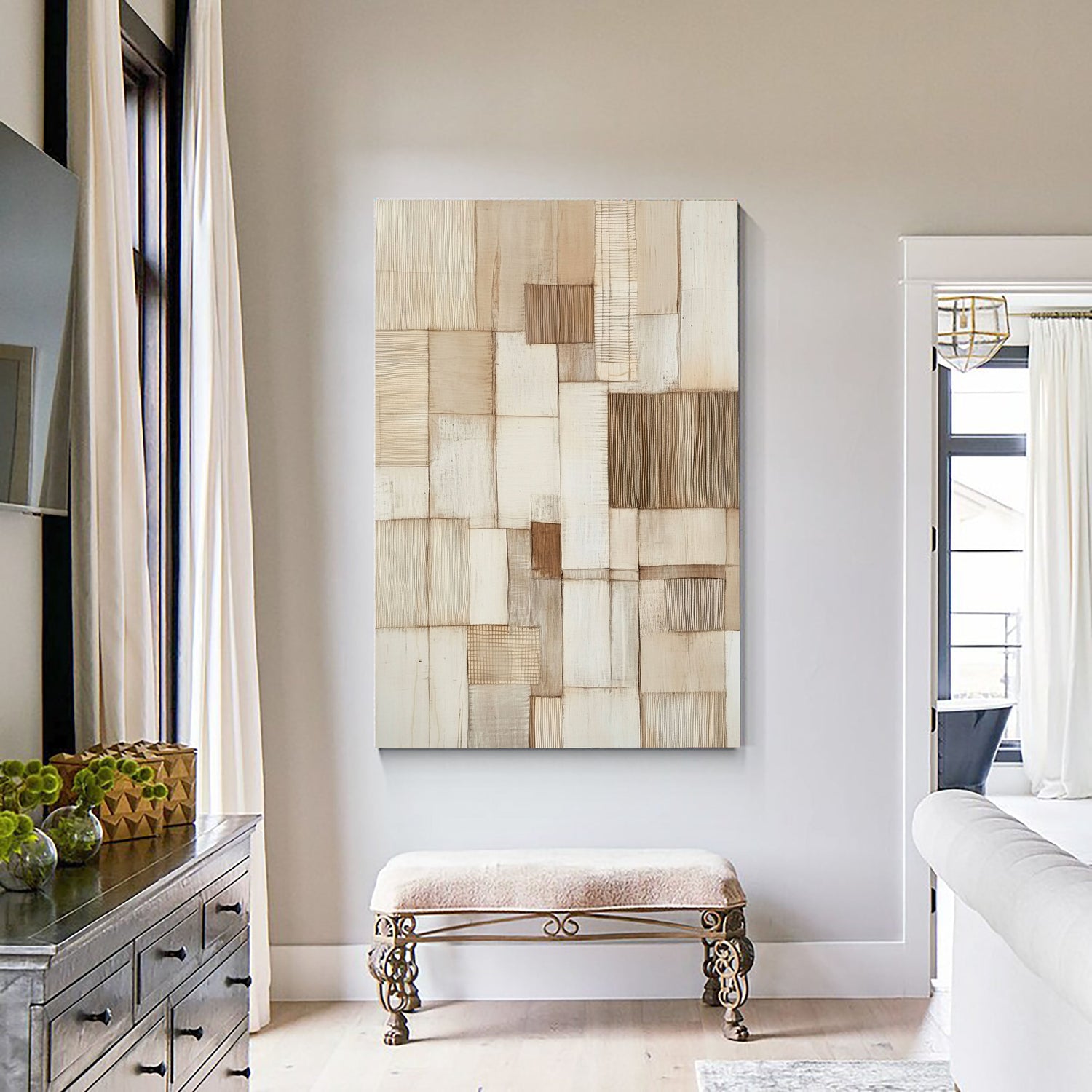 3D-Textured Art | Neutral Weave Mosaic Neutral Textured Canvas Wall Art
