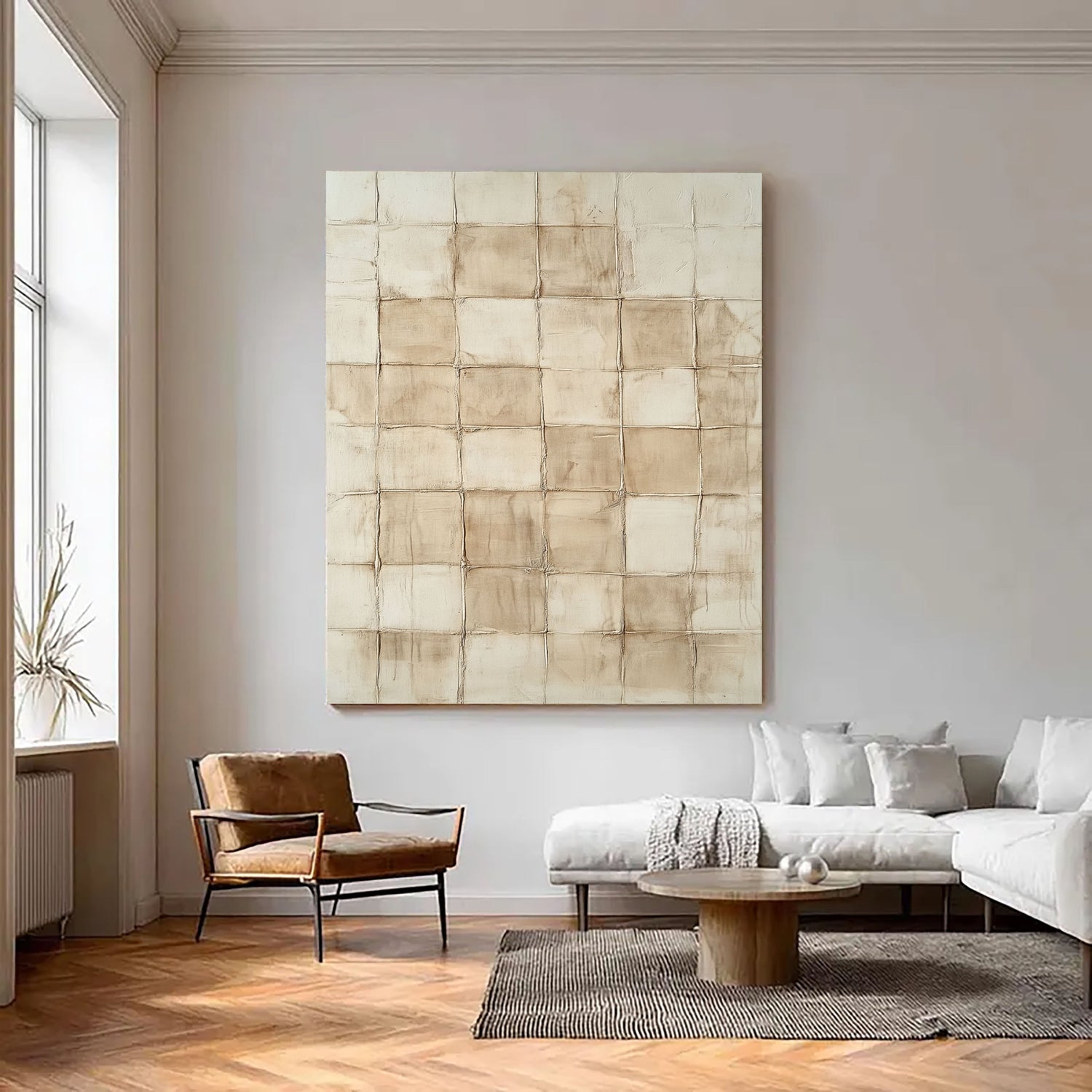 Wabi-Sabi Art | Weathered Linen Grid Weathered Textured Wall Art