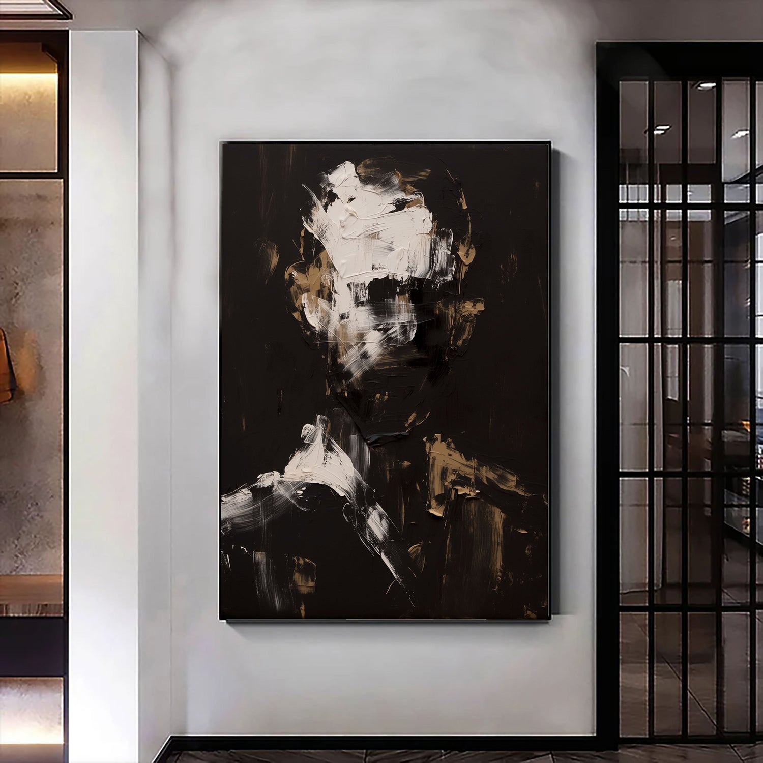 3D-Textured Art | Monochrome Figure Gesture Neutral Textured Canvas Wall Art