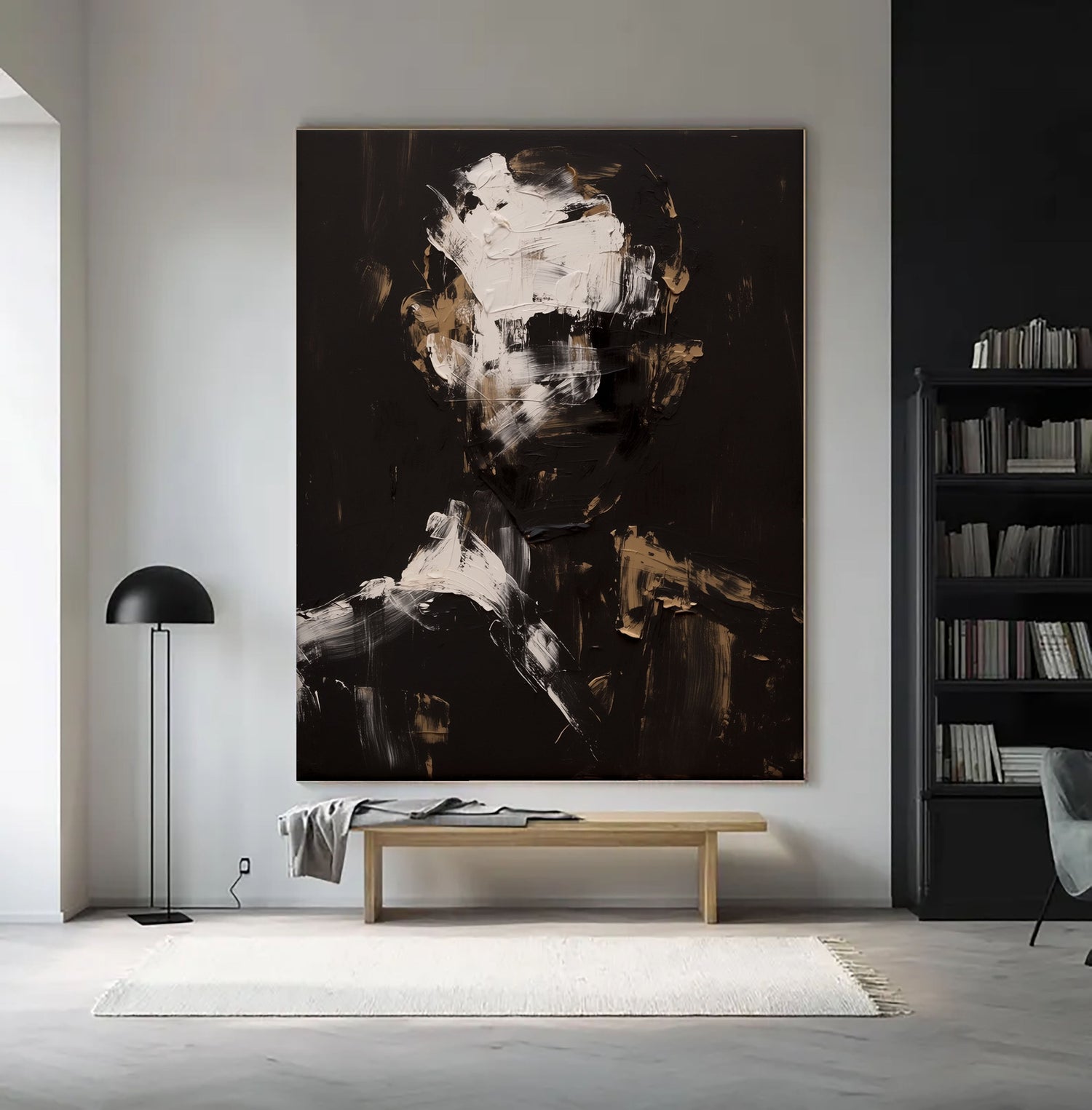 3D-Textured Art | Monochrome Figure Gesture Neutral Textured Canvas Wall Art