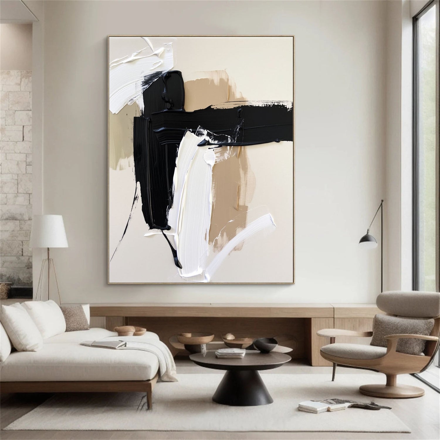3D-Textured Art | Neutral Brush Flow Neutral Textured Canvas Wall Art