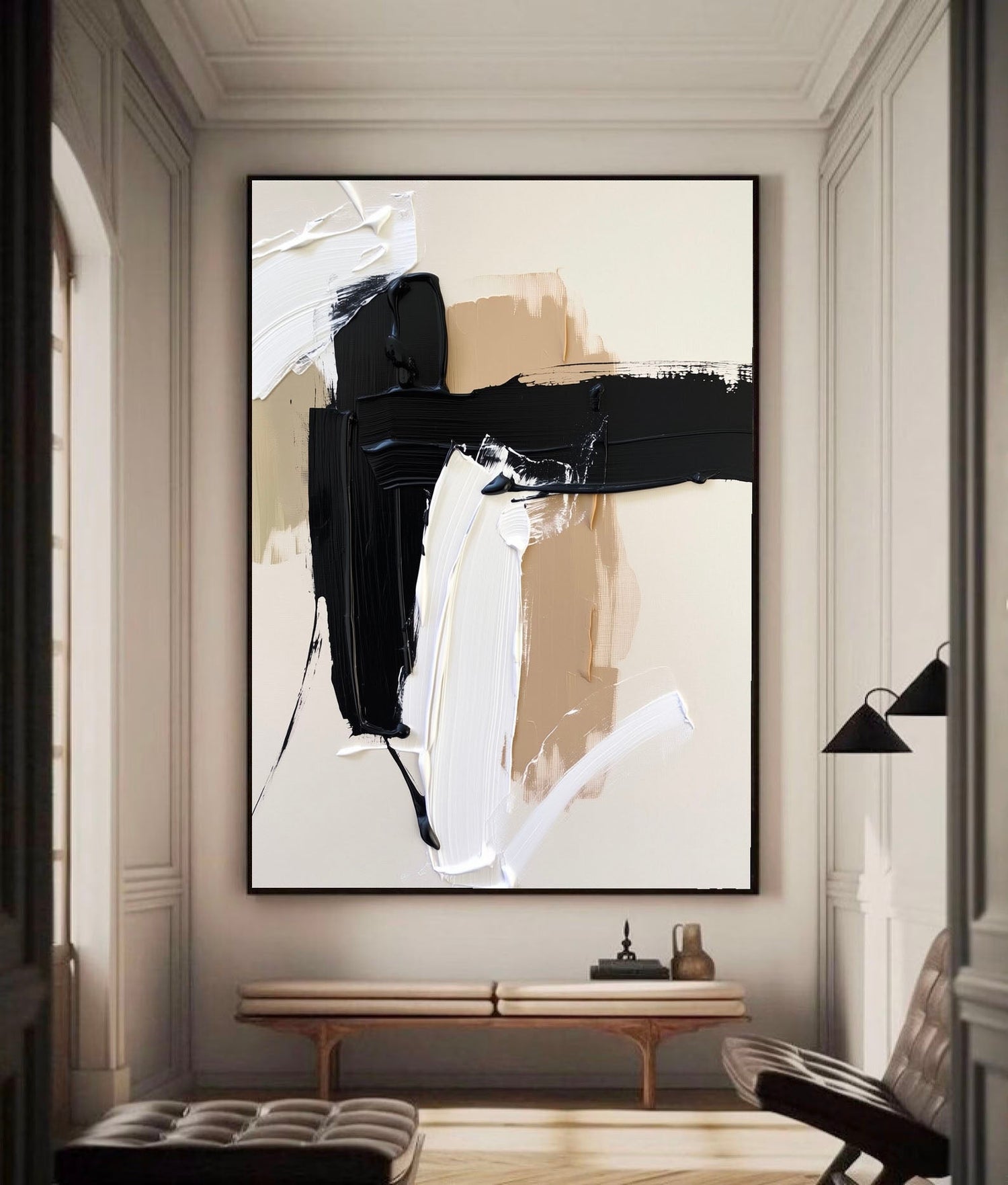 3D-Textured Art | Neutral Brush Flow Neutral Textured Canvas Wall Art