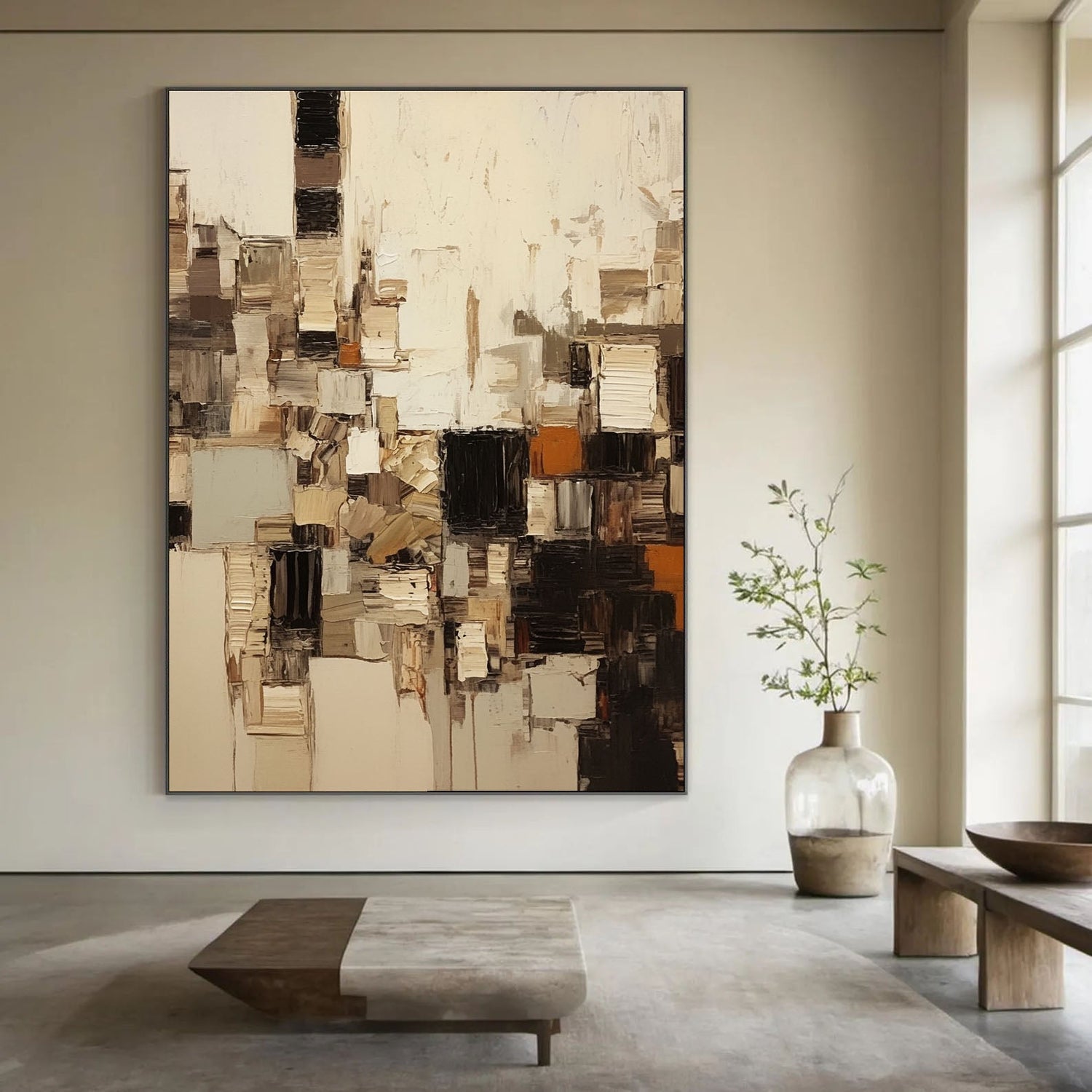 3D-Textured Art | Urban Mosaic Relief Dimensional Living Room Wall Art