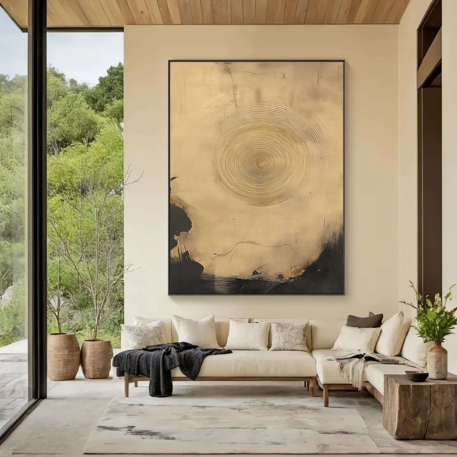 Wabi-Sabi Art | Weathered Concentric Rings Weathered Textured Wall Art