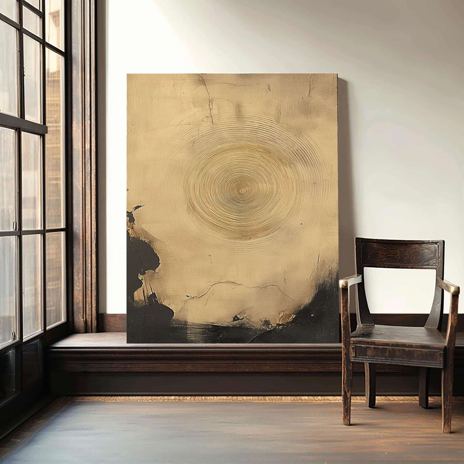 Wabi-Sabi Art | Weathered Concentric Rings Weathered Textured Wall Art