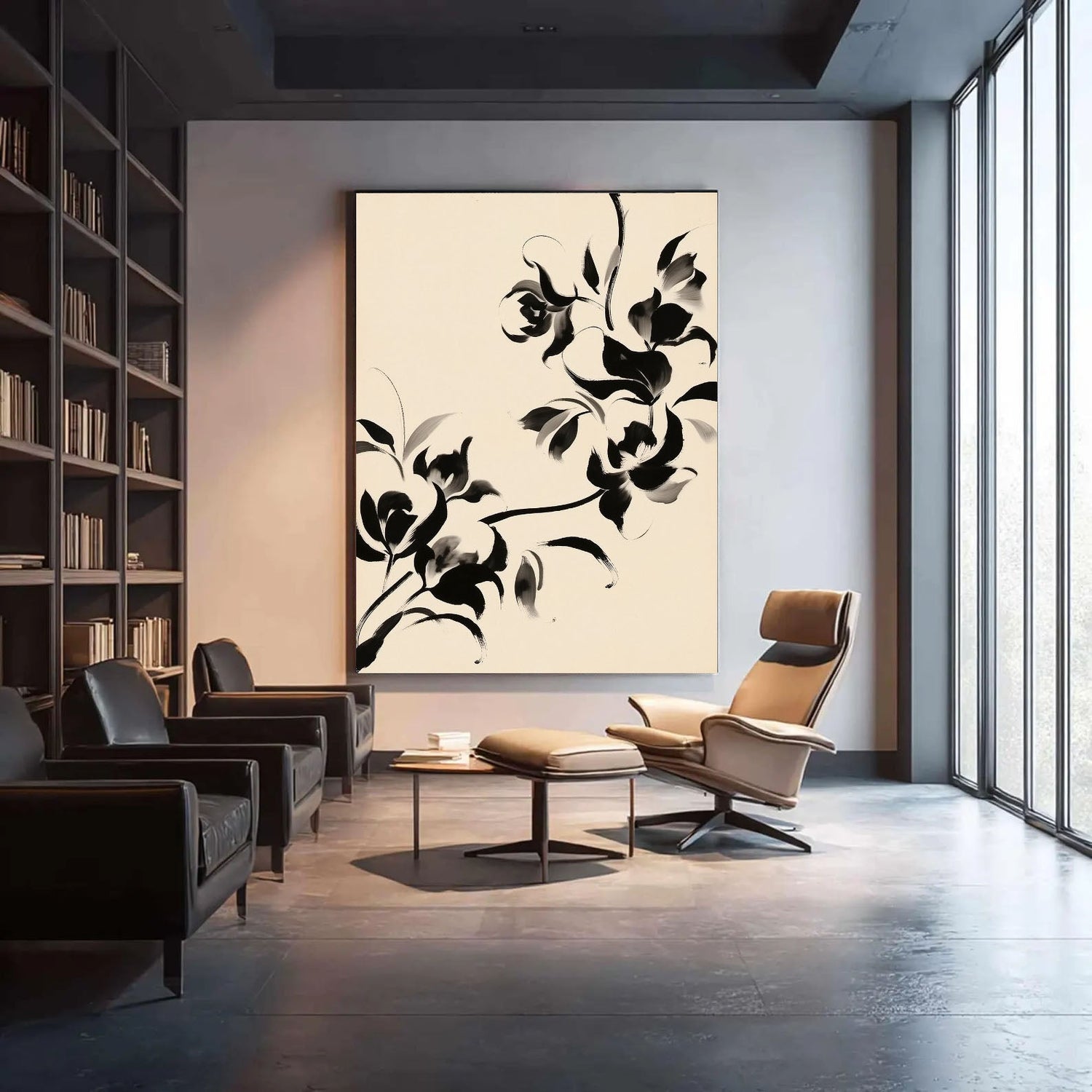 Abstract Art | Elegant Ink Blossoms Modern Abstract Wall Art
