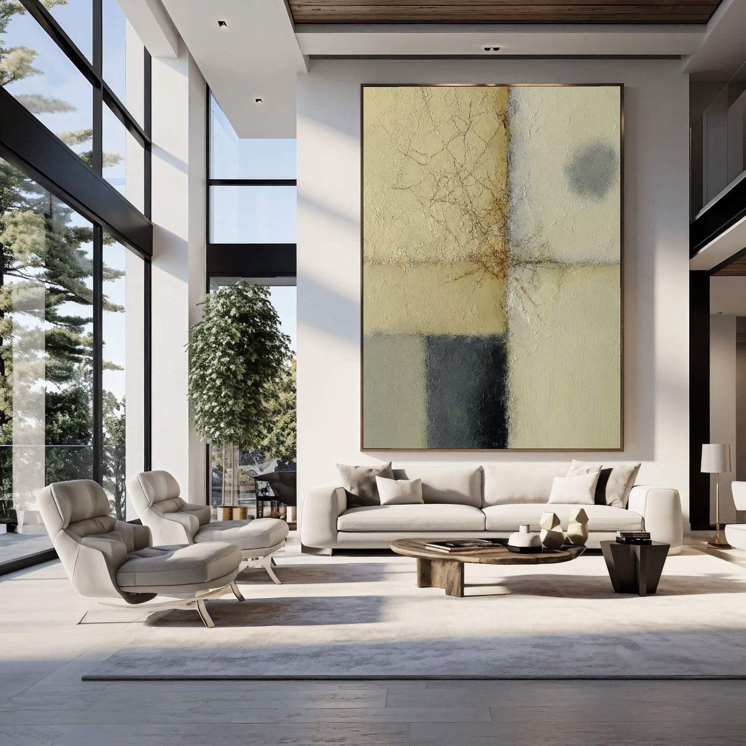 Wabi-Sabi Art | Cracked Neutral Grid Weathered Textured Wall Art