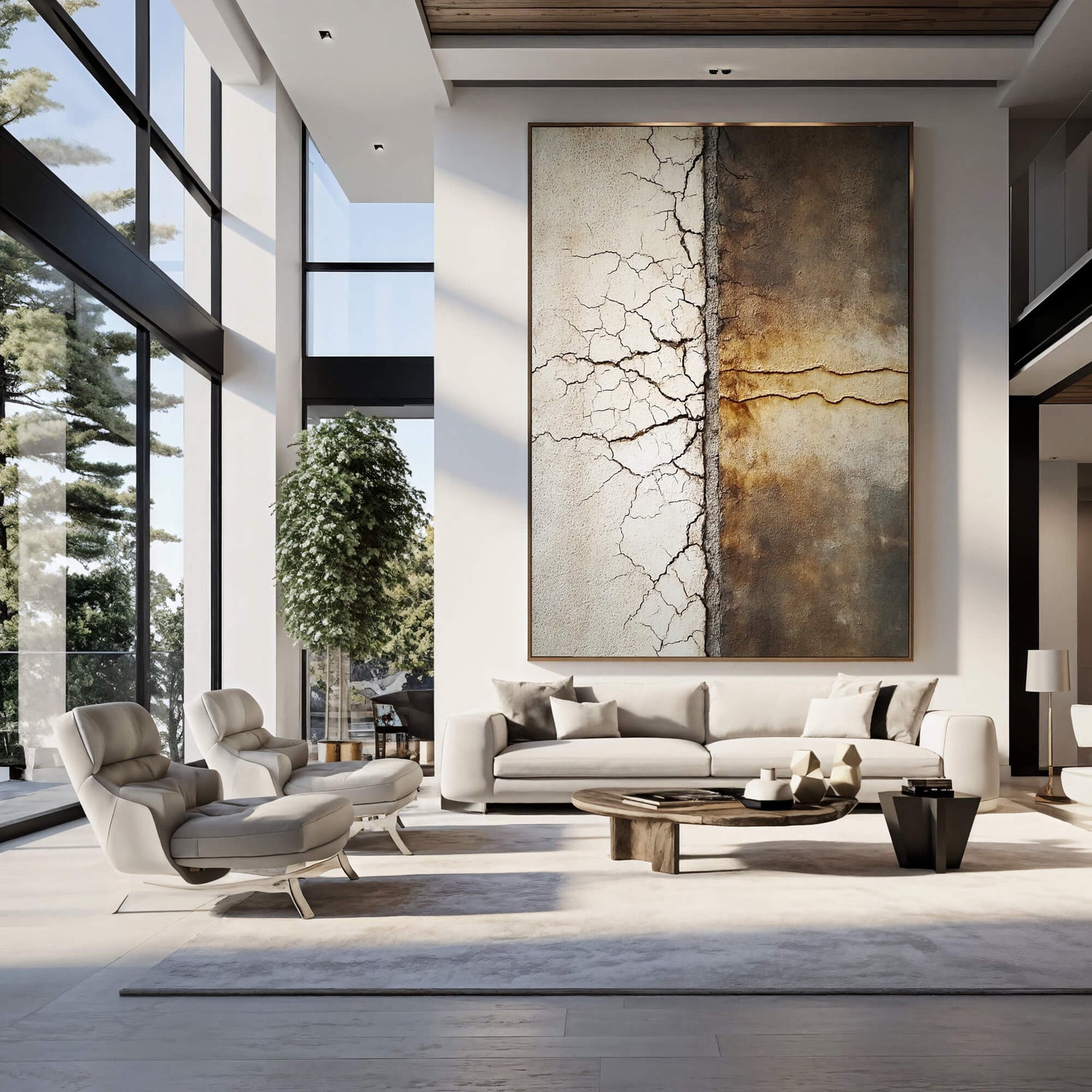 Wabi-Sabi Art | Cracked Wall Divide Weathered Textured Wall Art