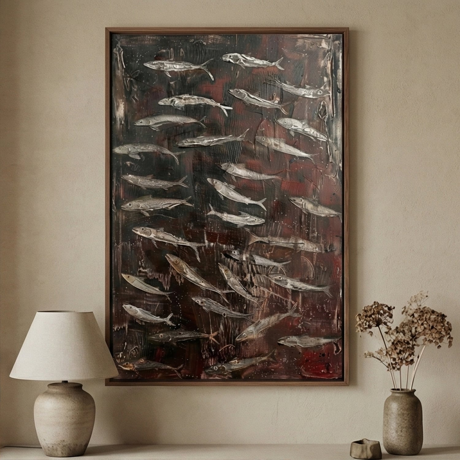 Wabi-Sabi Art | Silvered School Calm Bedroom Wall Art