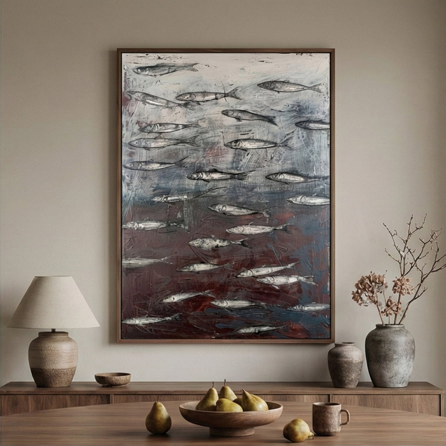 Wabi-Sabi Art | Fish Serene Catch Calm Bedroom Wall Art