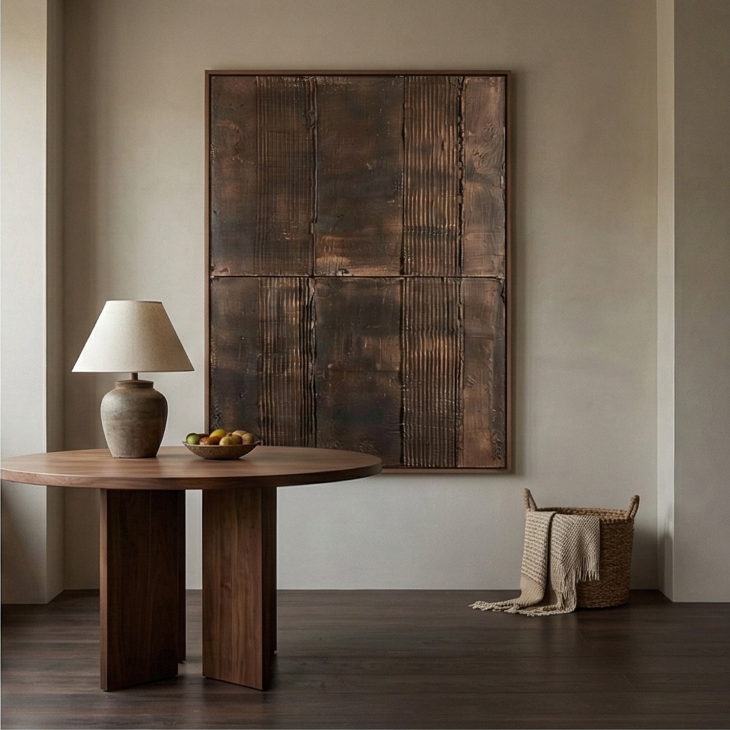 Wabi-Sabi Art | Textured Grid Earth Tone Wall Decor