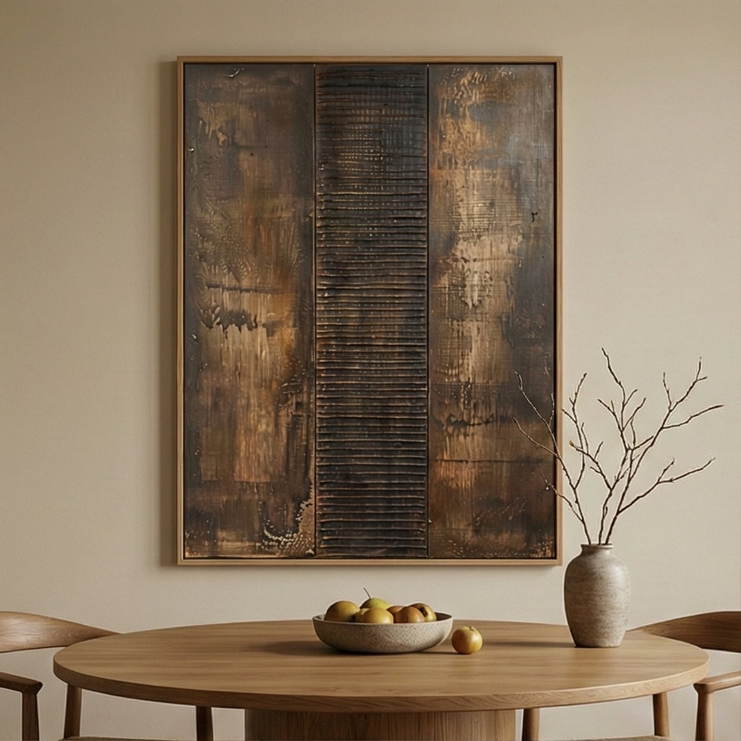 Wabi-Sabi Art | Timber Stripe Earth Tone Wall Decor