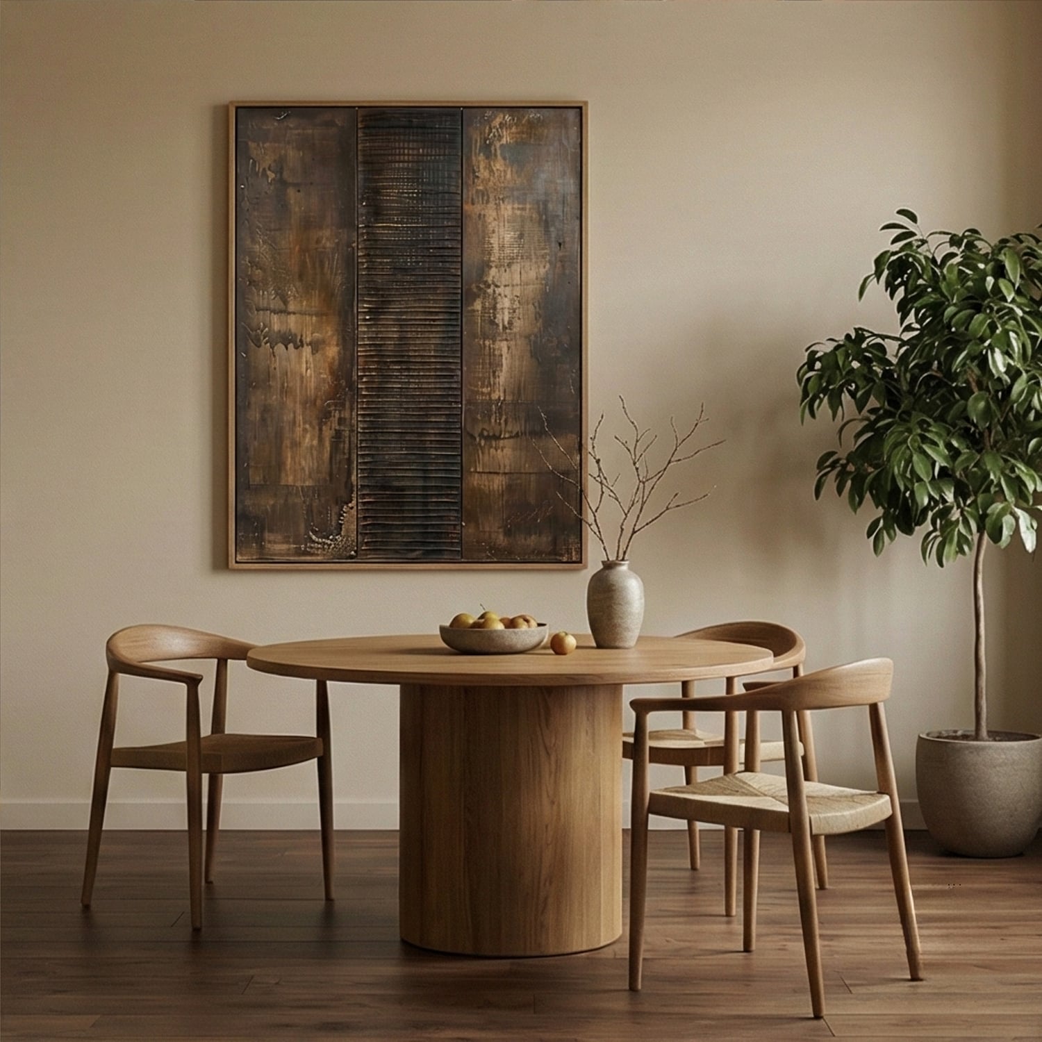 Wabi-Sabi Art | Timber Stripe Earth Tone Wall Decor