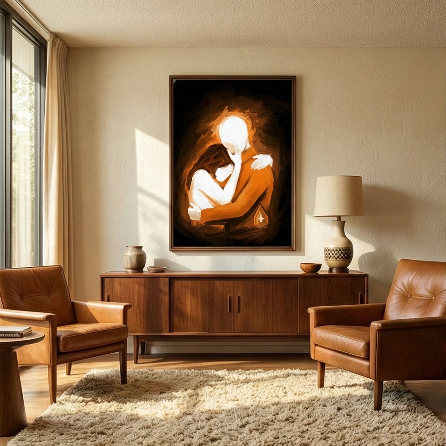 Surreal Art | Amber Embrace Dreamlike Canvas Wall Art