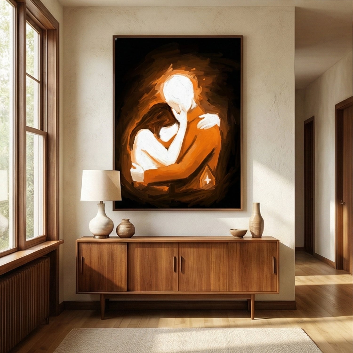 Surreal Art | Amber Embrace Dreamlike Canvas Wall Art