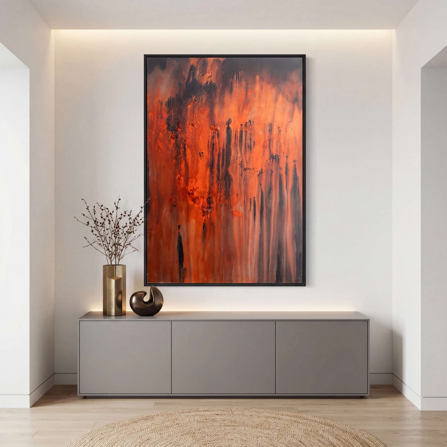 Abstract Art | Fiery Drip Dynamics Modern Abstract Wall Art