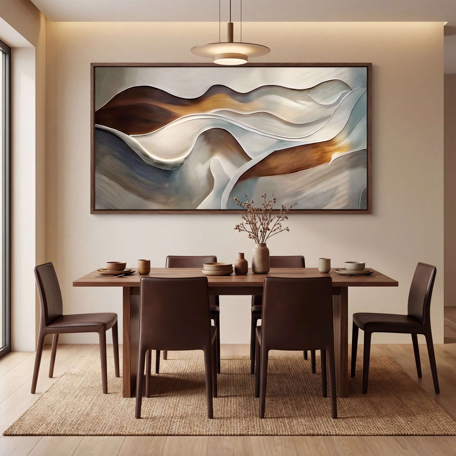 3D-Textured Art | Earthy Wave Relief Coastal Textured Wall Art