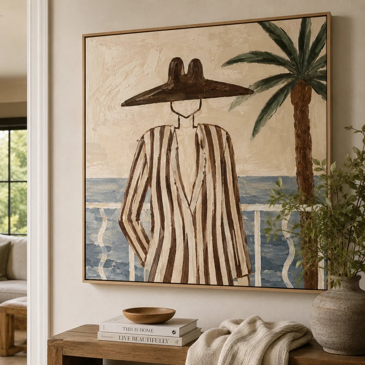 Vintage Americana Art | Coastal Hat Silhouette Western Canvas Wall Decor