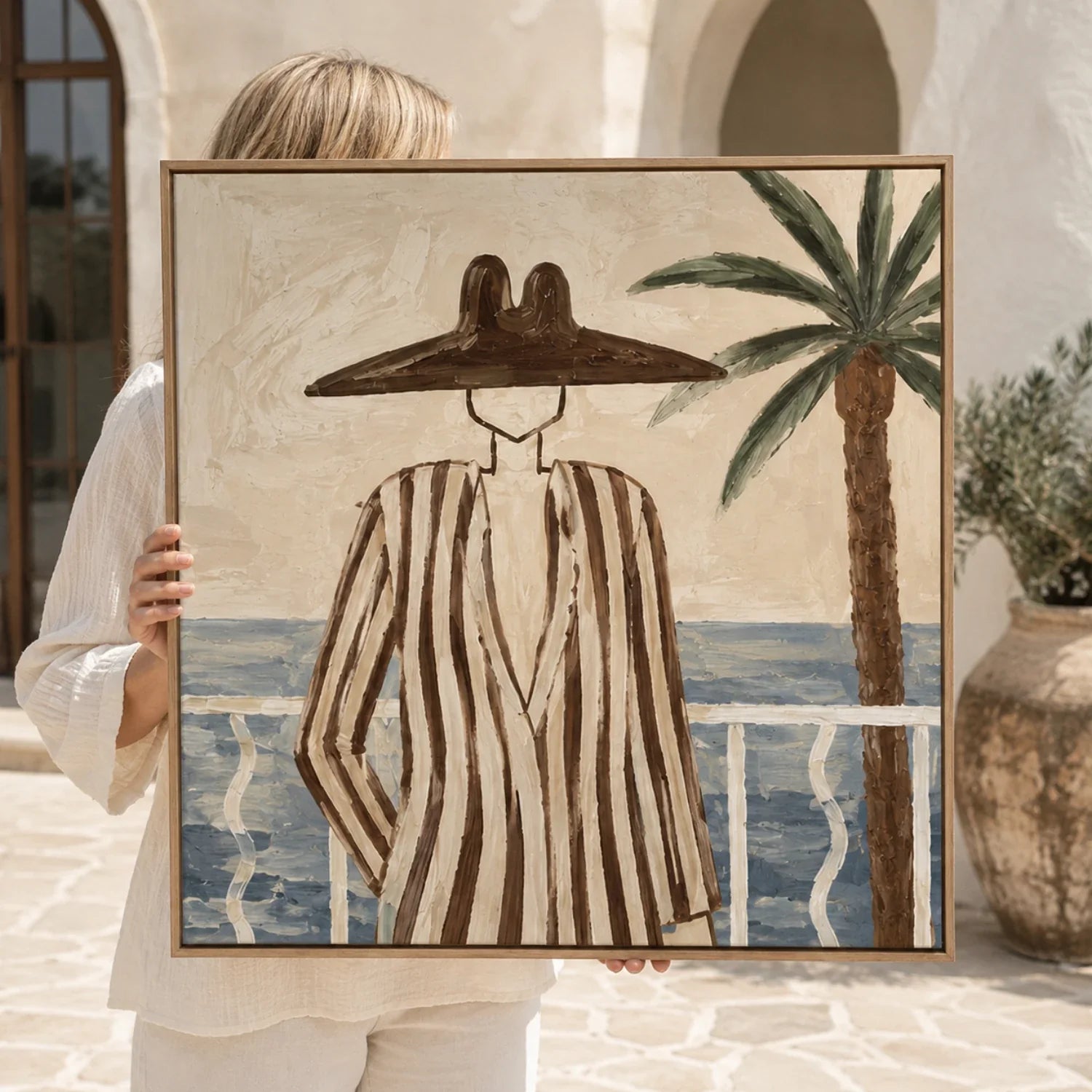Vintage Americana Art | Coastal Hat Silhouette Western Canvas Wall Decor