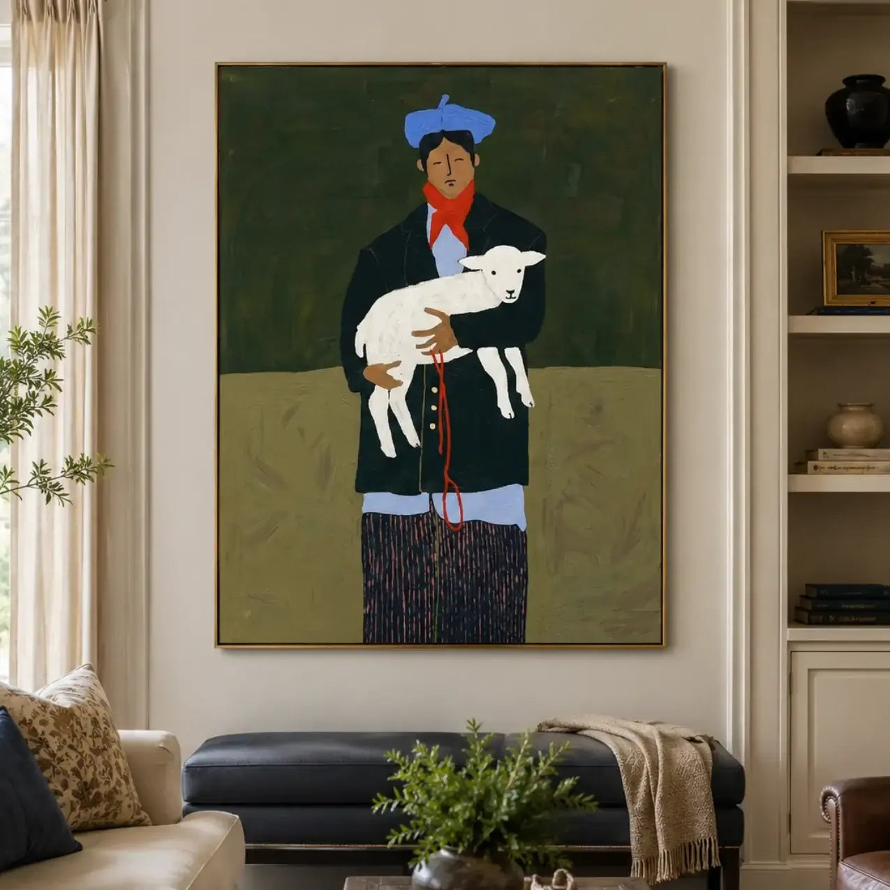 Vintage Americana Art | Holding the Dog Western Canvas Wall Decor