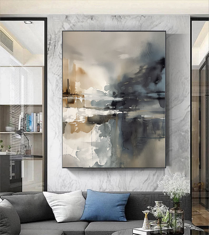 Abstract Art | Misty City Reflections Contemporary Wall Decor