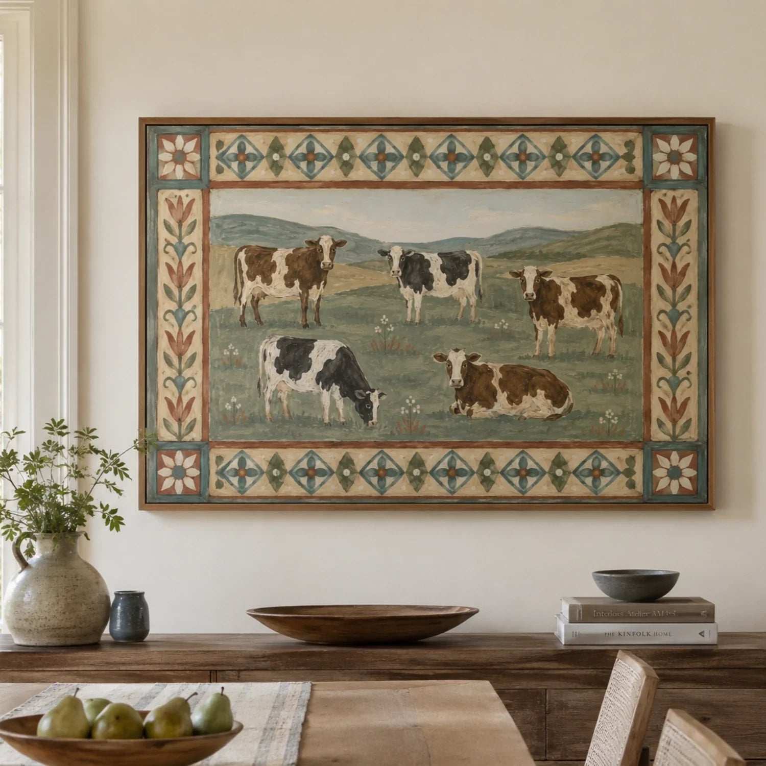 Vintage Americana Art | Pasture Cow Quintet Western Gallery Wall Decor