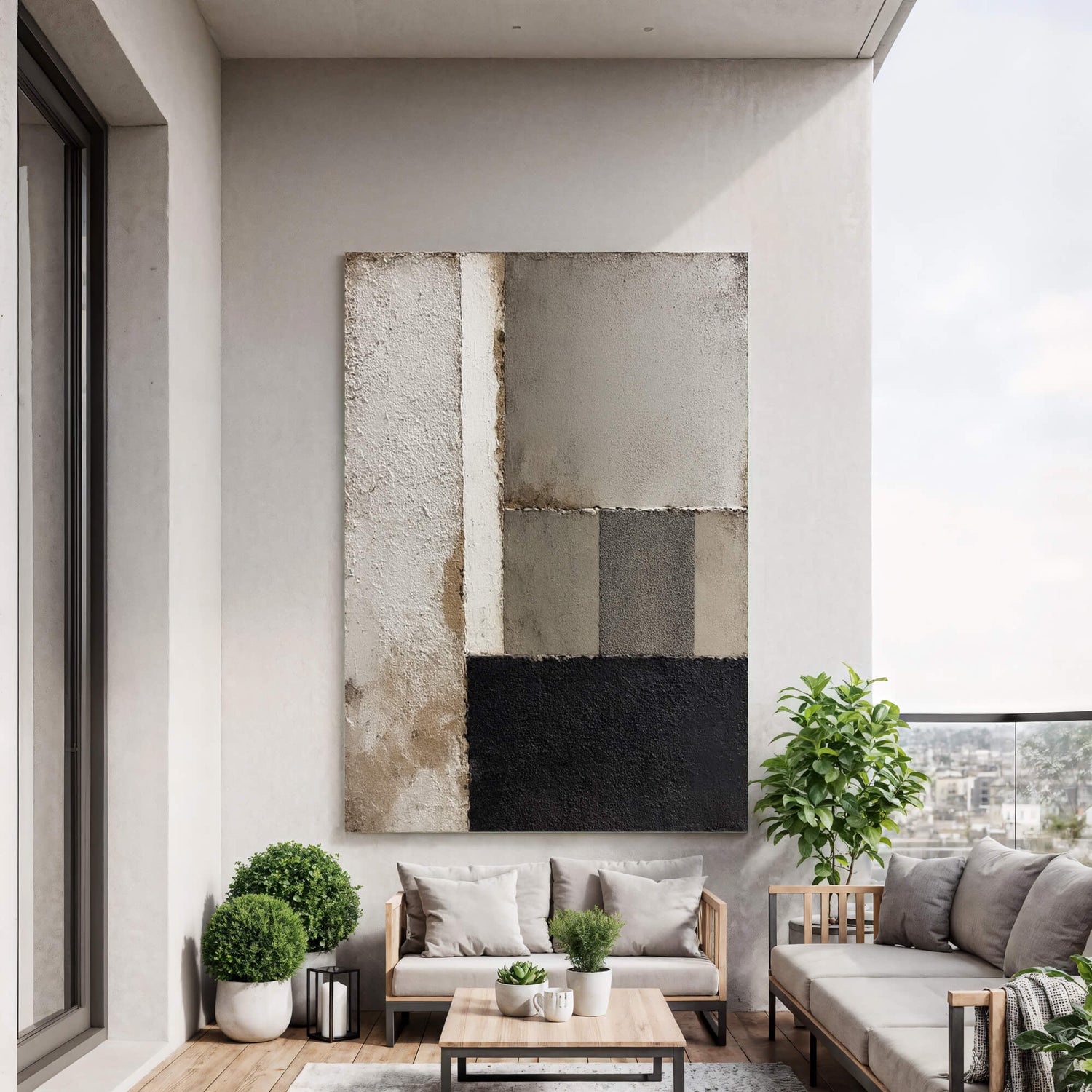 Wabi-Sabi Art | Textured Earthy Segments Neutral Earth Tone Wall Art