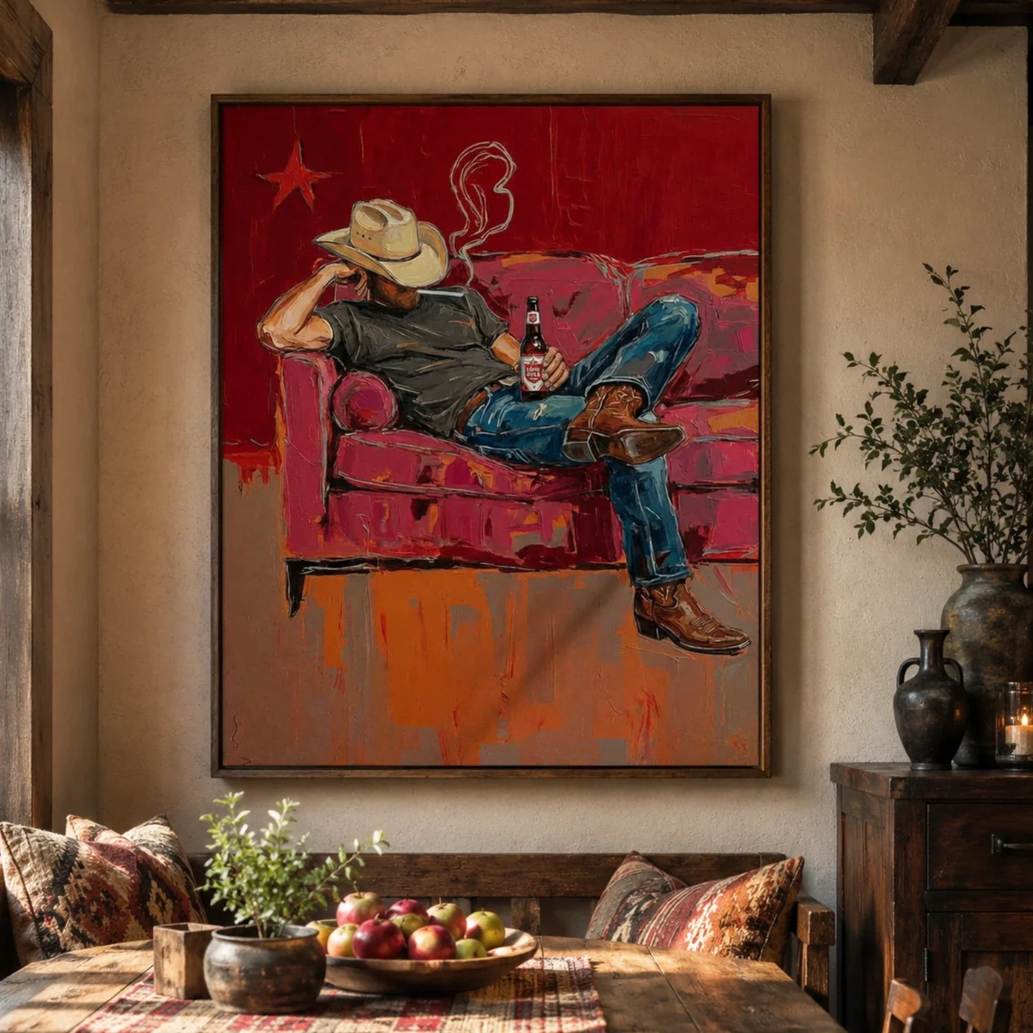 POP Art | Couch & Lone Beer Bold Canvas Wall Art