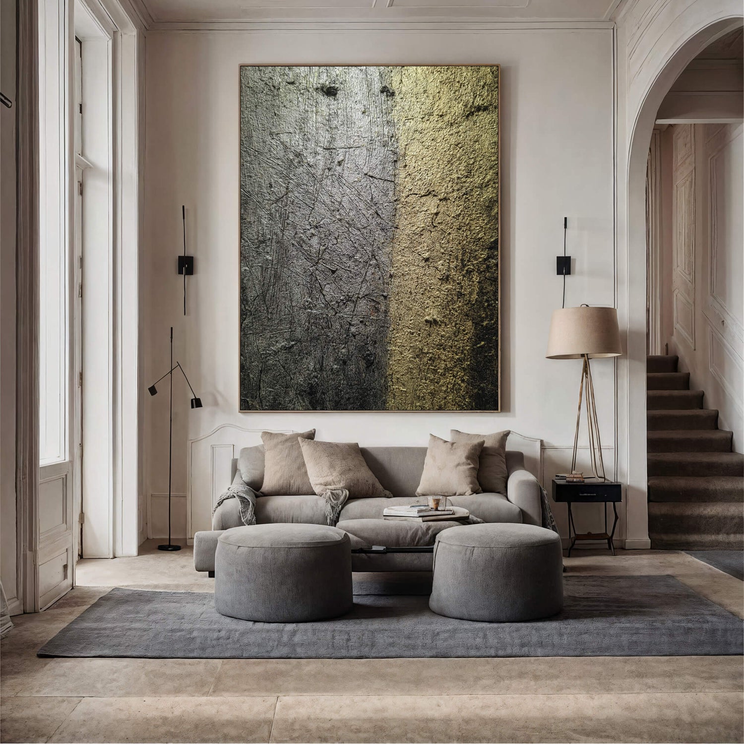 Contemporary Luxe Art | Metallic Textured Divide Gold Accent Luxury Wall Art