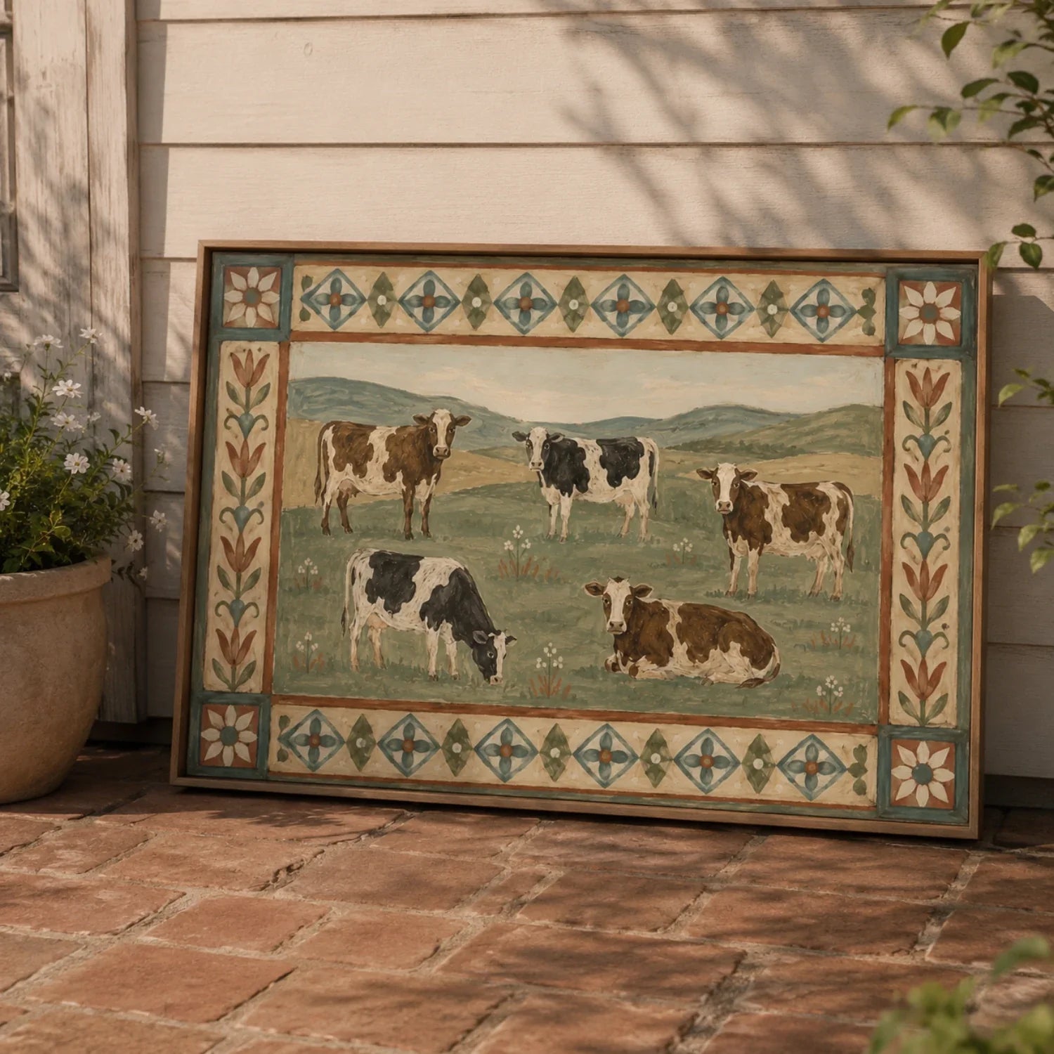 Vintage Americana Art | Pasture Cow Quintet Western Gallery Wall Decor